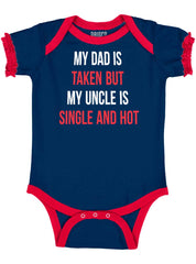 Dad Taken Uncle Sing Baby Ruffled Trim Romper-Direct To Garment Print-Brisco Baby
