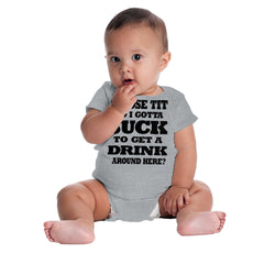 Get A Drink Romper Bodysuit-Direct To Garment Print-Brisco Baby