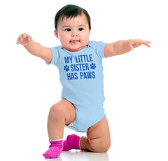 My Little Sister Has Paws Romper Bodysuit-Direct To Garment Print-Brisco Baby