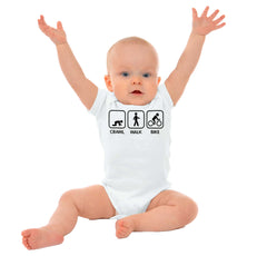 Crawl Walk Bike Romper Bodysuit-Direct To Garment Print-Brisco Baby