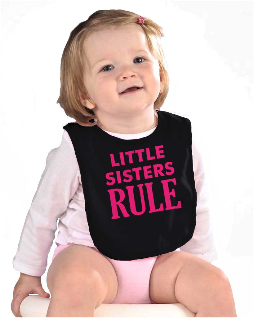Little Sisters Rule Infant Baby Bib-Direct To Garment Print-Brisco Baby
