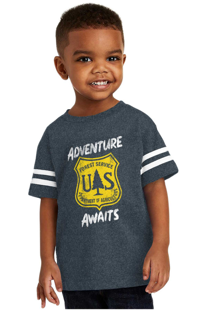 Adventure Awaits Toddler Football Jersey Tee-Direct To Garment Print-Brisco Baby