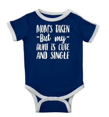 Aunt is Single Ringer Romper Bodysuit-Direct To Garment Print-Brisco Baby