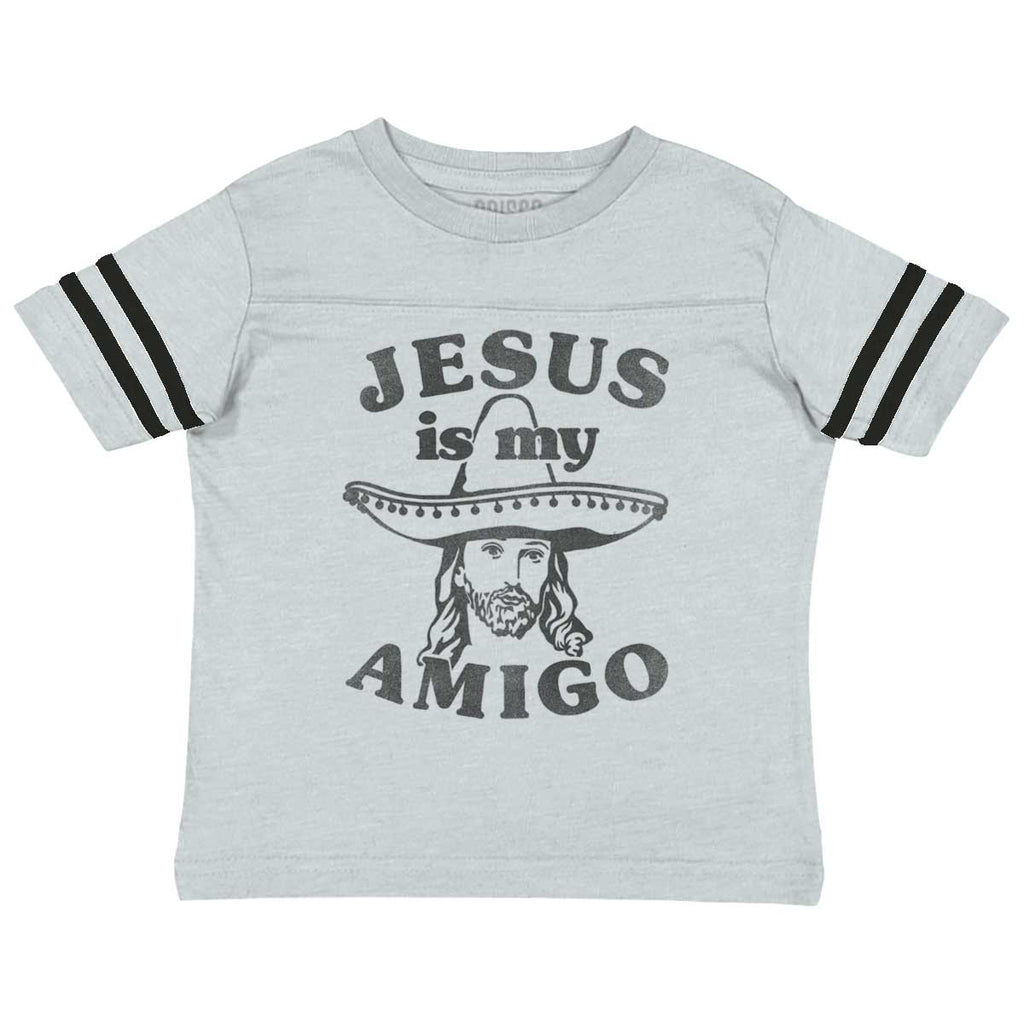 Amigo Jesus Toddler Football Jersey Tee-Direct To Garment Print-Brisco Baby