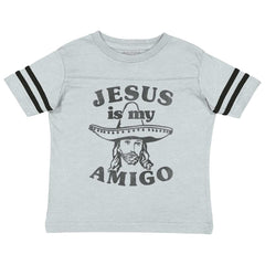 Amigo Jesus Toddler Football Jersey Tee-Direct To Garment Print-Brisco Baby