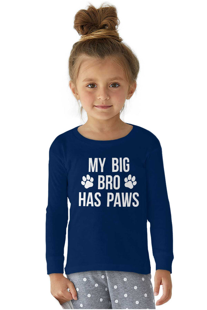 Big Bro Has Paws Solid Long Sleeve T-Direct To Garment Print-Brisco Baby
