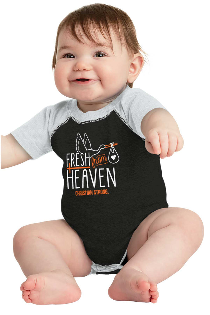 Fresh From Heaven Raglan Romper Bodysuit-Direct To Garment Print-Brisco Baby