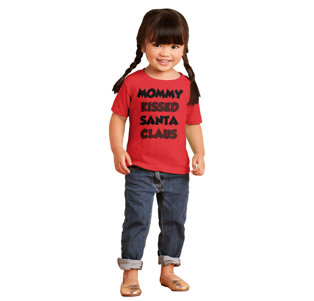 Mommy Kissed Santa Claus Infant Toddler T Shirt-Direct To Garment Print-Brisco Baby