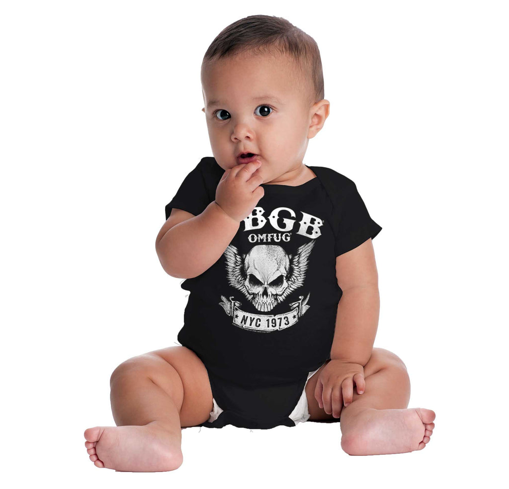 CBGB Skull Romper Bodysuit-Direct To Garment Print-Brisco Baby
