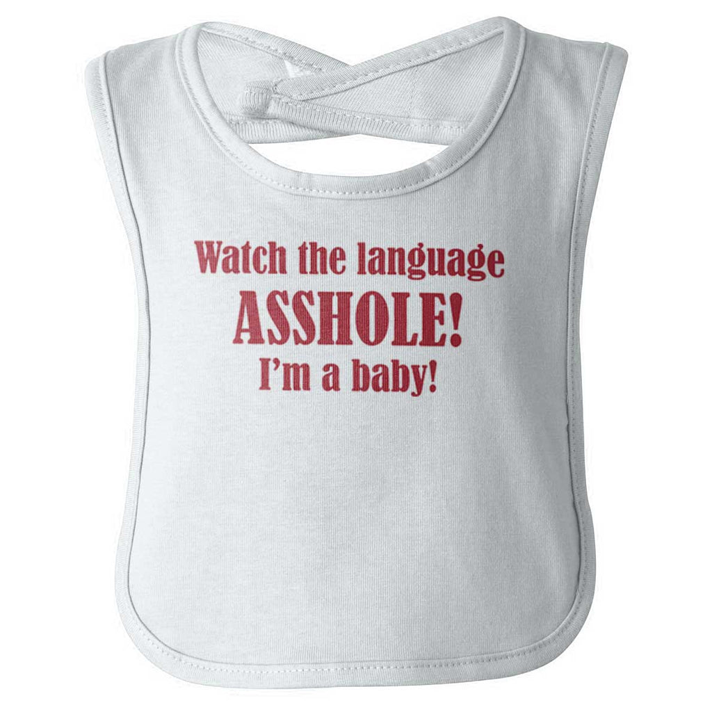 Watch The Language Infant Baby Bib-Direct To Garment Print-Brisco Baby