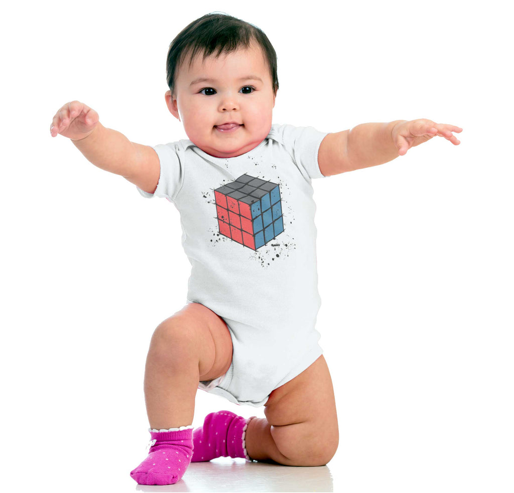 Rubiks Splatter Romper Bodysuit-Direct To Garment Print-Brisco Baby