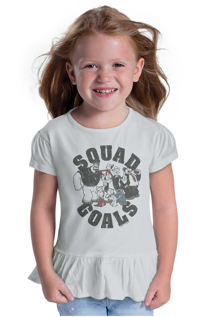 Squad Goals Toddler Ruffle Bottom Tee-Direct To Garment Print-Brisco Baby