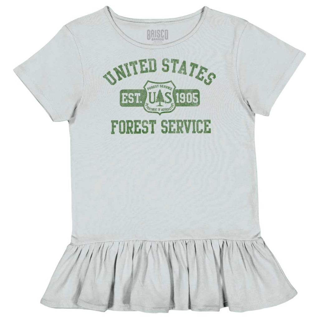 Forest Service Toddler Ruffle Bottom Tee-Direct To Garment Print-Brisco Baby