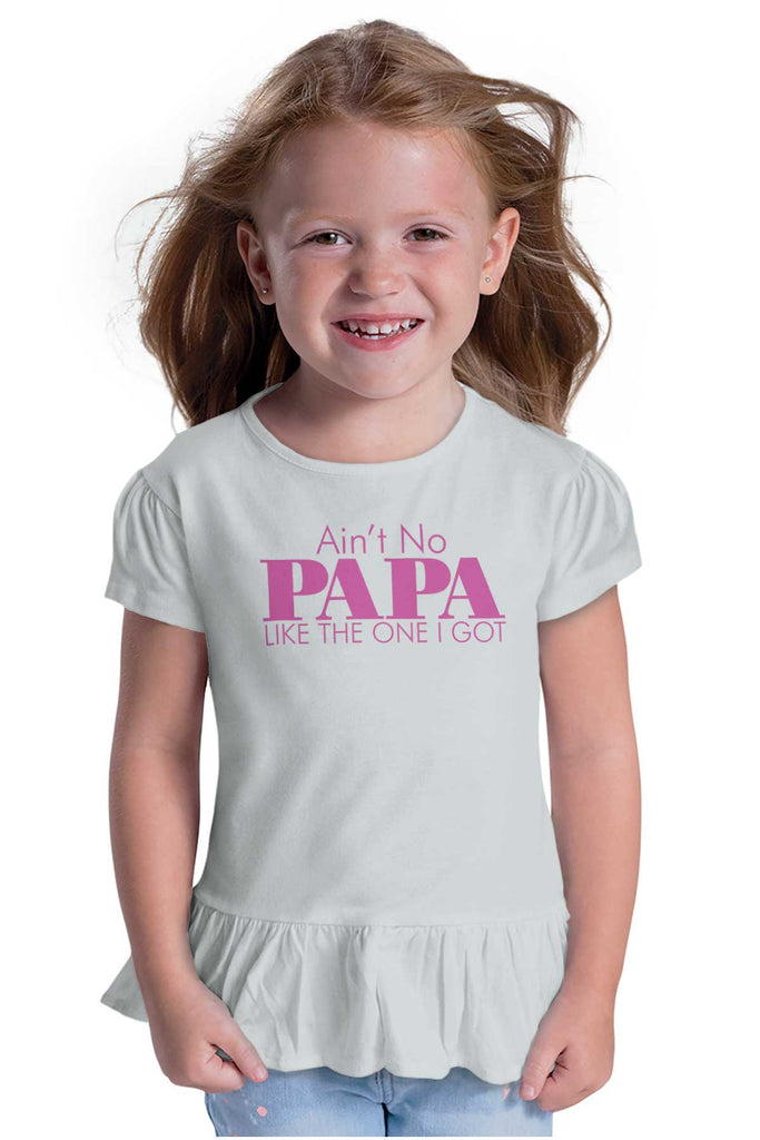 No Papa Like Me Toddler Ruffle Bottom Tee-Direct To Garment Print-Brisco Baby