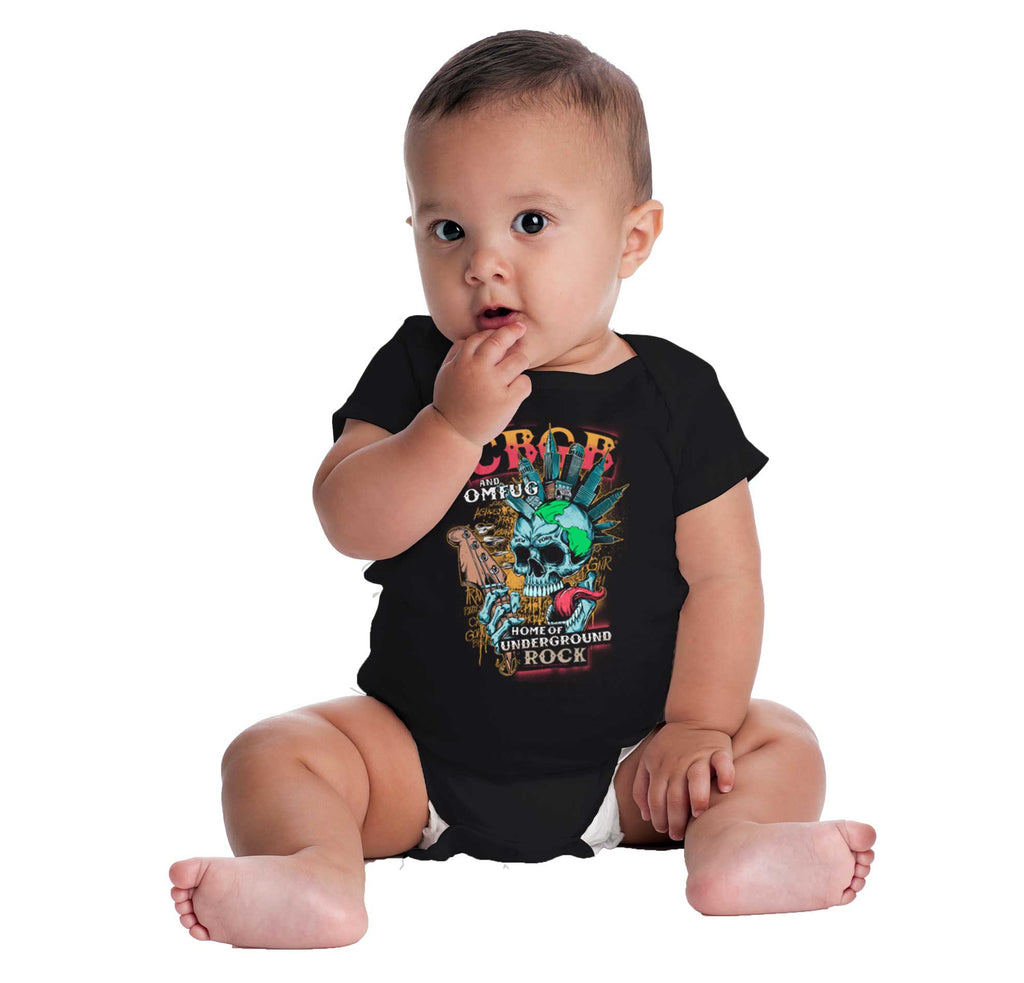 Heavy Metal CBGB Romper Bodysuit-Direct To Garment Print-Brisco Baby