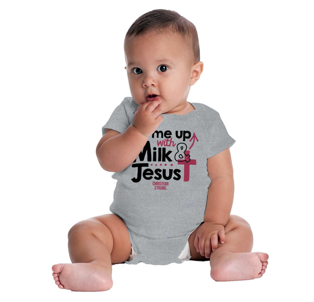 Milk And Jesus Romper Bodysuit-Direct To Garment Print-Brisco Baby