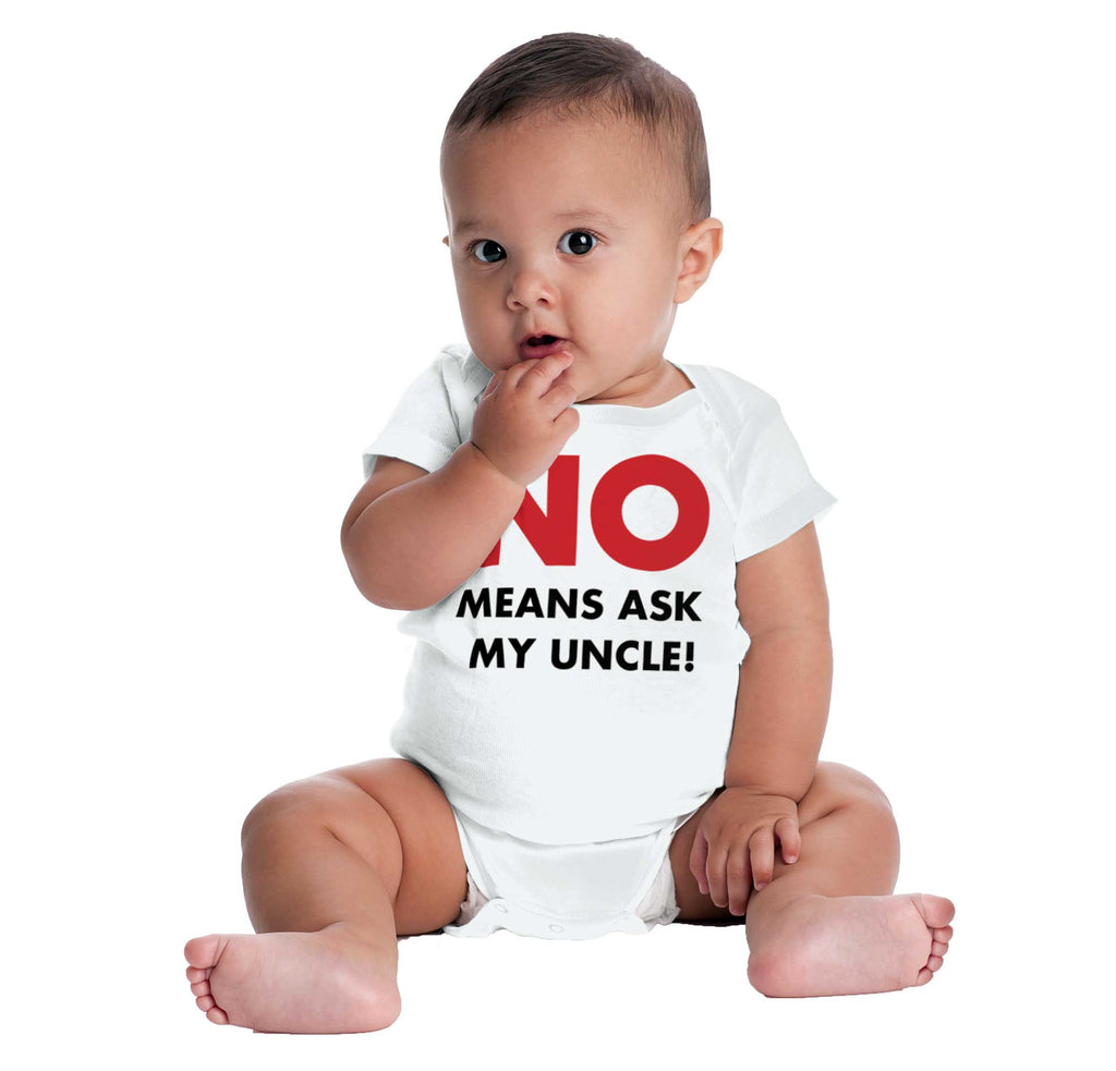 No Means Ask Uncle Romper Bodysuit-Direct To Garment Print-Brisco Baby