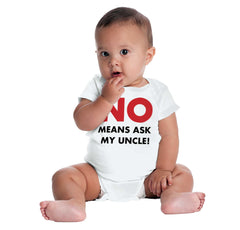 No Means Ask Uncle Romper Bodysuit-Direct To Garment Print-Brisco Baby