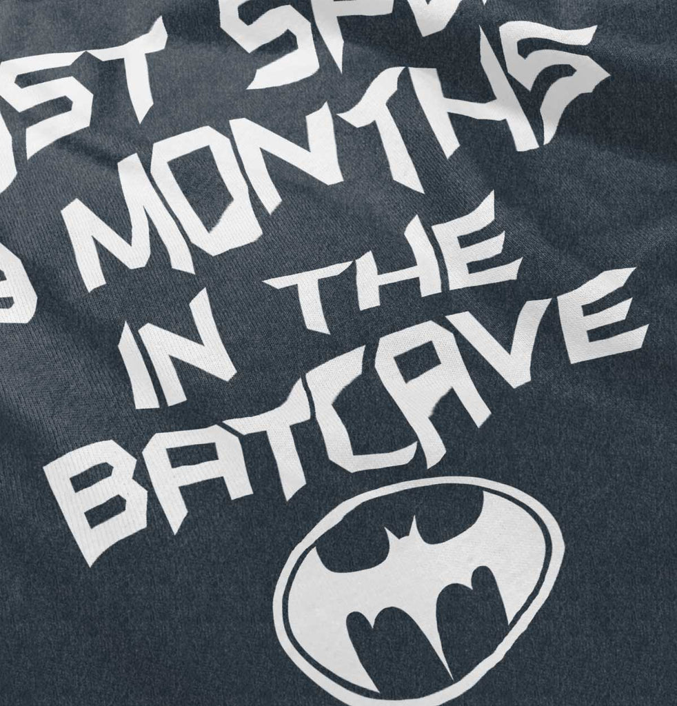 9 Months in Batcave Football Romper Bodysuit-Direct To Garment Print-Brisco Baby