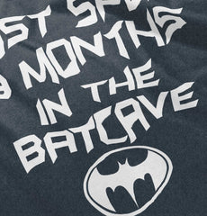 9 Months in Batcave Football Romper Bodysuit-Direct To Garment Print-Brisco Baby