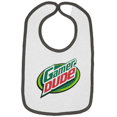Gamer Dude Video Gaming Geek Trimmed Colored Velcro Bib-Direct To Garment Print-Brisco Baby