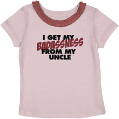 Badass Uncle Toddler Ruffled Trim T-Shirt-Direct To Garment Print-Brisco Baby