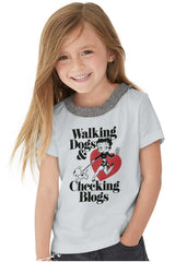 Walking Dogs Toddler Ruffled Trim T-Shirt-Direct To Garment Print-Brisco Baby