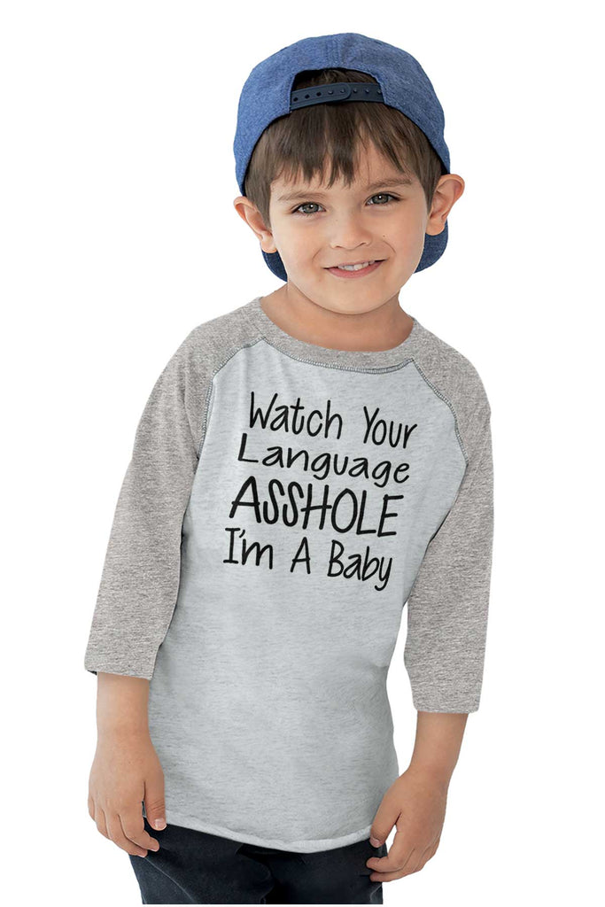 Watch The Language Toddler Baseball-Direct To Garment Print-Brisco Baby