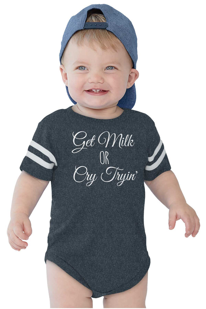 Get Milk Football Romper Bodysuit-Direct To Garment Print-Brisco Baby