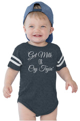 Get Milk Football Romper Bodysuit-Direct To Garment Print-Brisco Baby