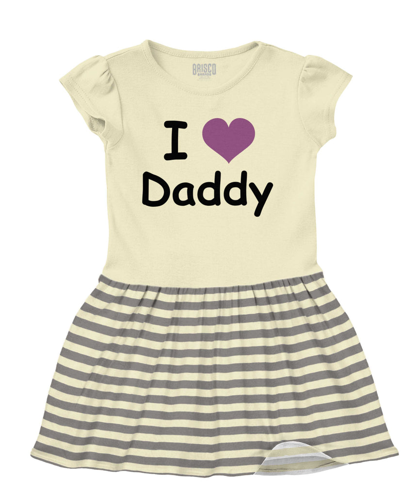 I Heart Daddy Baby Striped Skirt Dress-Direct To Garment Print-Brisco Baby
