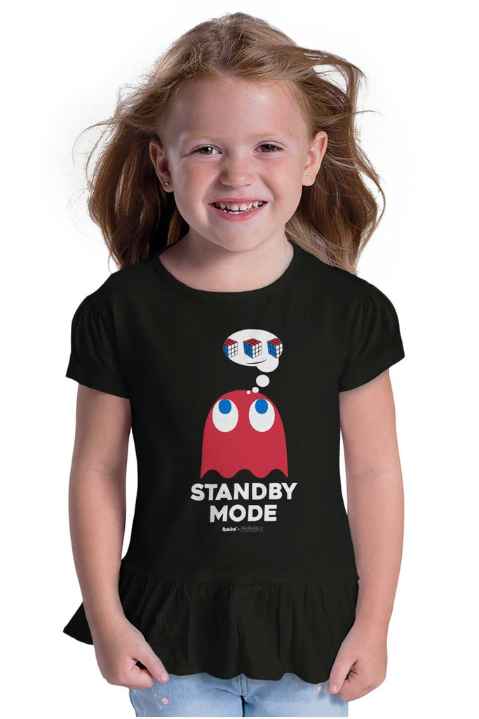 Standby Mode Toddler Ruffle Bottom Tee-Direct To Garment Print-Brisco Baby