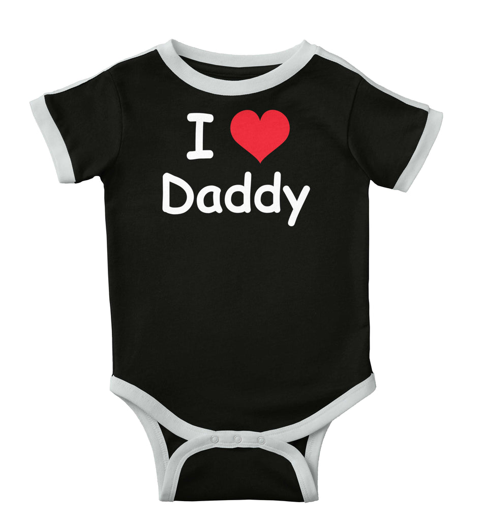 I Heart Daddy Ringer Romper Bodysuit-Direct To Garment Print-Brisco Baby