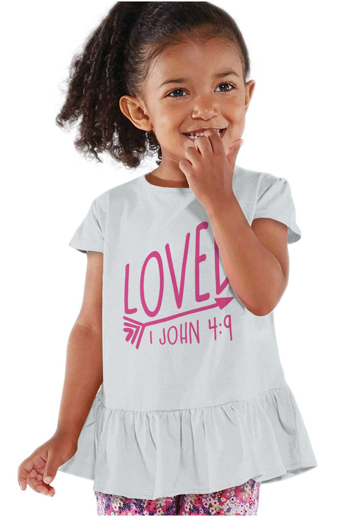 Loved Toddler Ruffle Bottom Tee-Direct To Garment Print-Brisco Baby