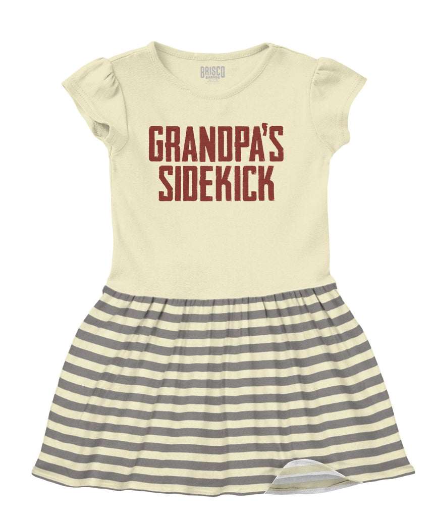 Grandpa's Sidekick Baby Striped Skirt Dress-Direct To Garment Print-Brisco Baby