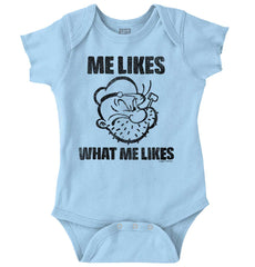 What Me Likes Romper Bodysuit-Direct To Garment Print-Brisco Baby