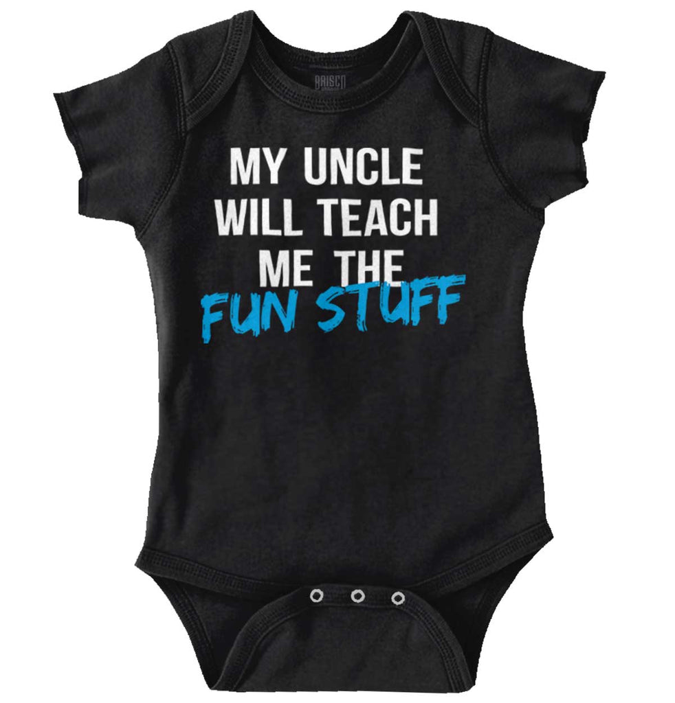 Uncle Teaches Fun Stuff Romper Bodysuit-Direct To Garment Print-Brisco Baby