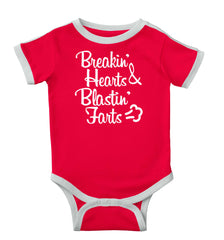 Blastin Farts Ringer Romper Bodysuit-Direct To Garment Print-Brisco Baby