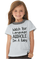 Watch The Language Toddler Ruffled Trim T-Shirt-Direct To Garment Print-Brisco Baby