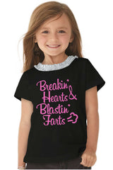 Blastin Farts Toddler Ruffled Trim T-Shirt-Direct To Garment Print-Brisco Baby