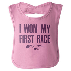 Won The Race Infant Baby Bib-Direct To Garment Print-Brisco Baby