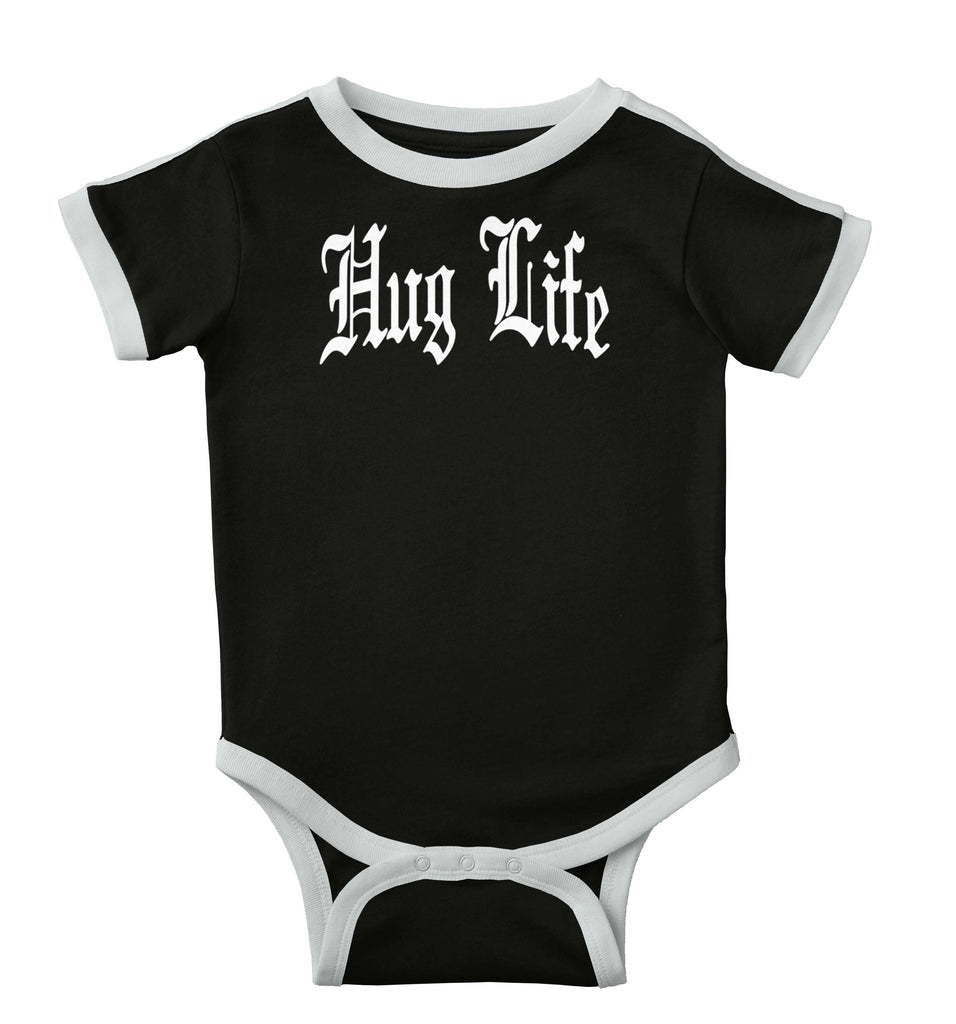 Hug Life Ringer Romper Bodysuit-Direct To Garment Print-Brisco Baby