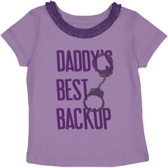 Daddy's Best Backup Toddler Ruffled Trim T-Shirt-Direct To Garment Print-Brisco Baby