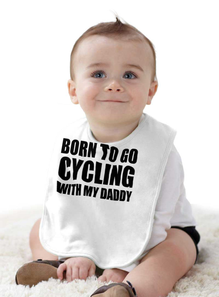 Cycling With Daddy Infant Baby Bib-Direct To Garment Print-Brisco Baby