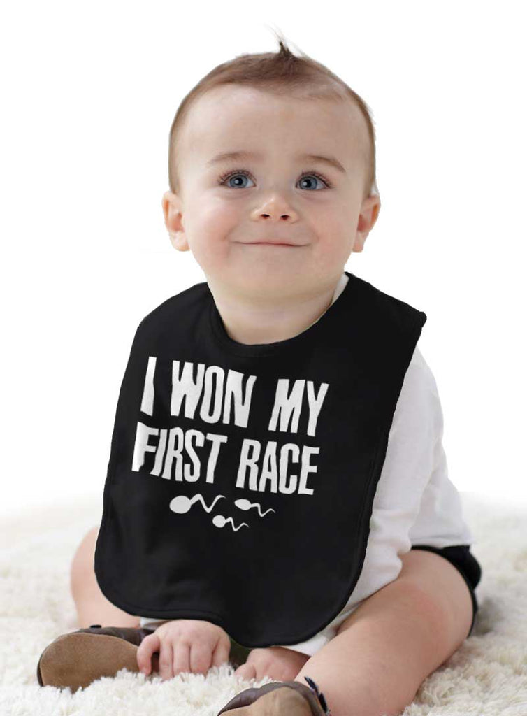 Won The Race Infant Baby Bib-Direct To Garment Print-Brisco Baby