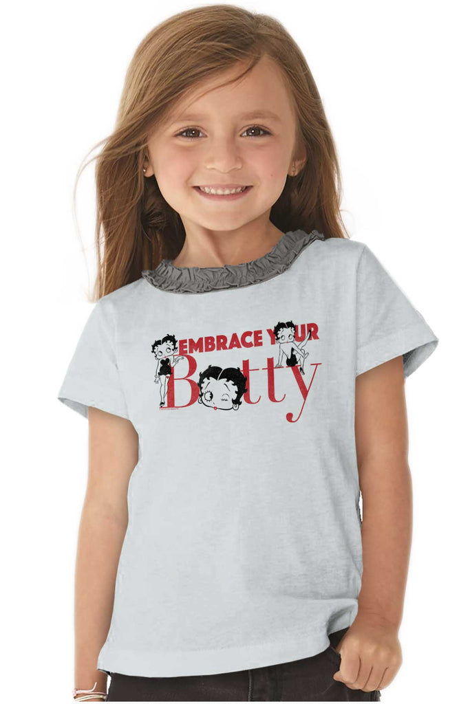 Embrace Betty Toddler Ruffled Trim T-Shirt-Direct To Garment Print-Brisco Baby