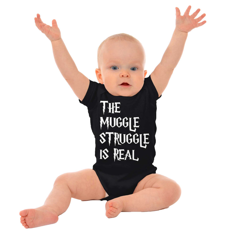 Muggle Struggle Is Real Romper Bodysuit-Direct To Garment Print-Brisco Baby