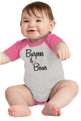 Burpees and Bows Raglan Romper Bodysuit-Direct To Garment Print-Brisco Baby
