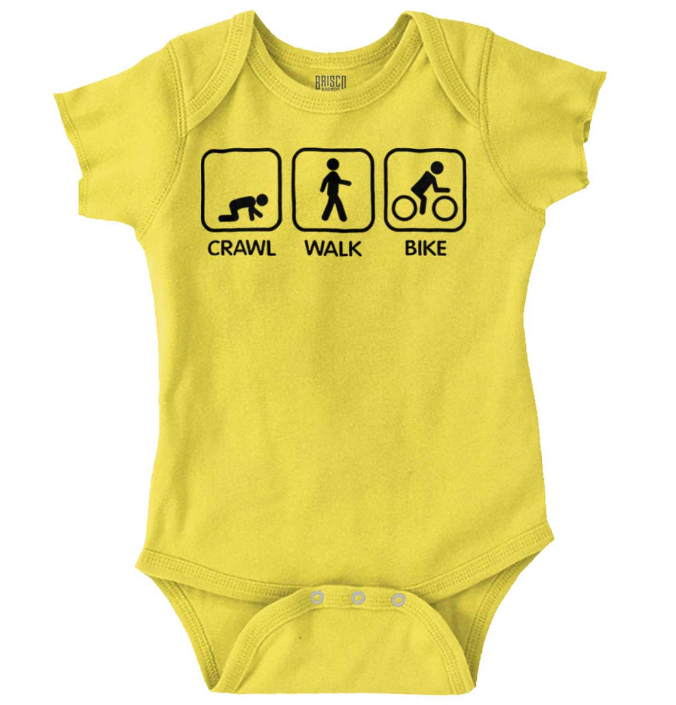 Crawl Walk Bike Romper Bodysuit-Direct To Garment Print-Brisco Baby
