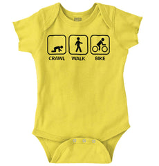 Crawl Walk Bike Romper Bodysuit-Direct To Garment Print-Brisco Baby